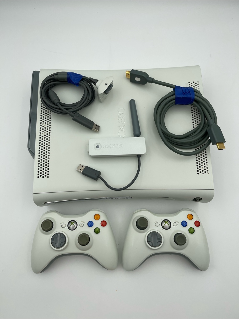 X-box 360 Console Bundle with Two Wireless Controllers-No Power Cord-
